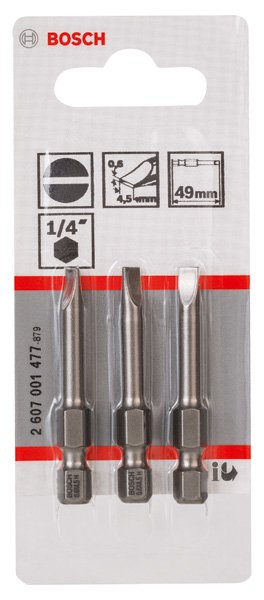 Bosch Schrauberbit Extra-Hart S 0,6 x 4,5, 49 mm, 3er-Pack Produktbild img2 L