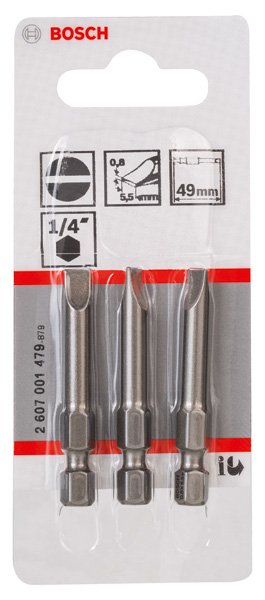 Bosch Schrauberbit Extra-Hart S 0,8 x 5,5, 49 mm, 3er-Pack Produktbild img2 L