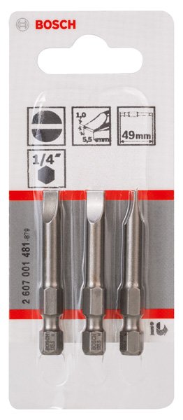 Bosch Schrauberbit Extra-Hart S 1,0 x 5,5, 49 mm, 3er-Pack Produktbild img2 L