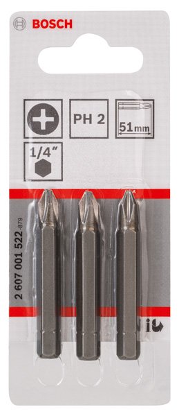 Bosch Schrauberbit Extra-Hart PH 2, 51 mm, 3er-Pack Produktbild img2 L