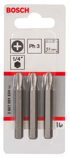 Bosch Schrauberbit Extra-Hart PH 3, 51 mm, 3er-Pack Produktbild img2 L