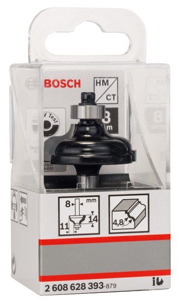 Bosch Kantenformfräser A, 8&nbsp;mm, R1 4,8&nbsp;mm, B 11&nbsp;mm, L 14,3&nbsp;mm, G 57&nbsp;mm Produktbild img2 L
