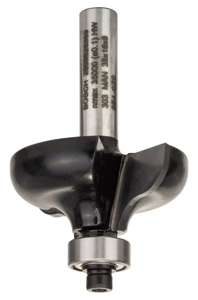 Bosch Kantenformfräser F, 8 mm, R1 6,35 mm, D 38 mm, L 15,7 mm, G 57 mm Produktbild img1 L