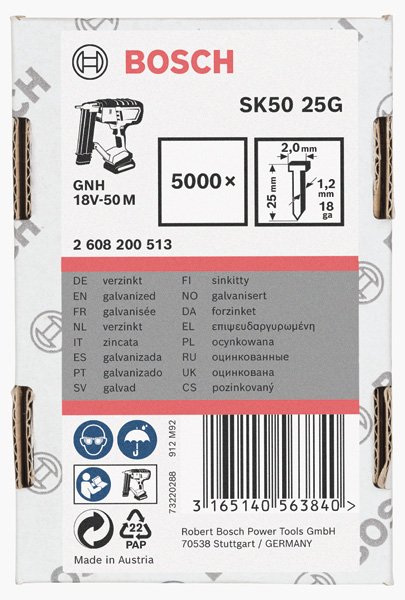 Bosch Senkkopf-Stift SK50 16G, 1,2 mm, verzinkt Produktbild img2 L