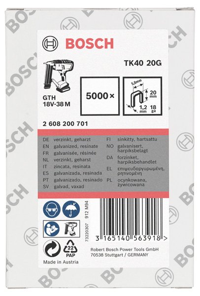 Bosch Schmalrückenklammer TK40 15G, 5,8 mm, 1,2 mm, 15 mm, verzinkt Produktbild img1 L