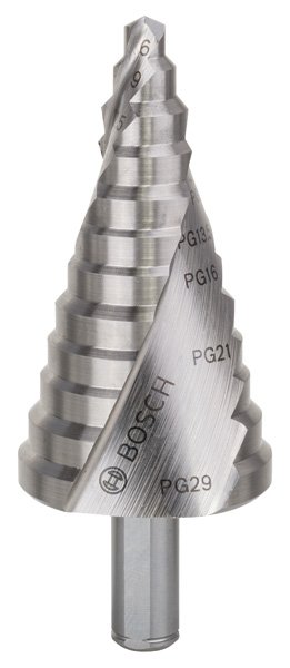 Bosch Stufenbohrer HSS, für Kabelverschraubungen, 6 - 37 mm, 10 mm, 93 mm, 12 Stufen Produktbild img1 L