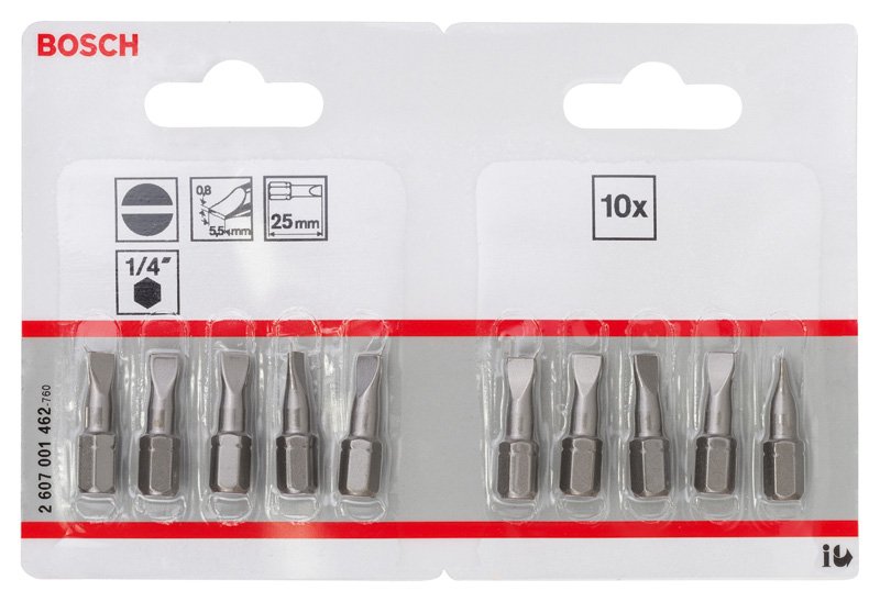 Bosch Schrauberbit Extra-Hart S 0,8 x 5,5, 25 mm, 10er-Pack Produktbild img2 L