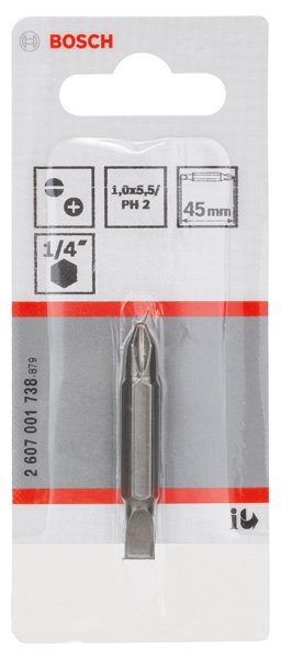 Bosch Doppelklingenbit, S 1,0 x 5,5, PH2, 45 mm Produktbild img2 L
