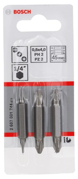 Bosch Doppelklingenbit-Set, 3-teilig, S0,6x4,0, S0,6x4,0, PH2, PH2, PZ2, PZ2, 45 mm Produktbild img2 L