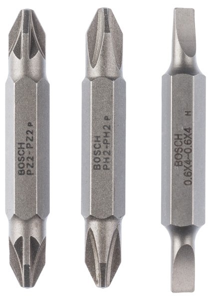 Bosch Doppelklingenbit-Set, 3-teilig, S0,6x4,0, S0,6x4,0, PH2, PH2, PZ2, PZ2, 45 mm Produktbild img1 L