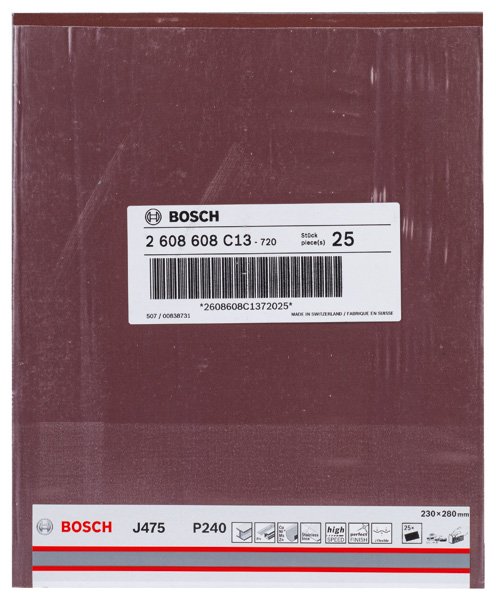 Bosch Schleifblatt Papier J475, Best for Metal, 230 x 280 mm, ungelocht, 1er-Pack Produktbild img2 L