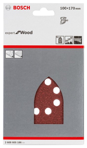 Bosch Schleifblatt C430, 100 x 170 mm, 60, 120, 240, 8 Löcher, Klett, 6er-Pack Produktbild img2 L