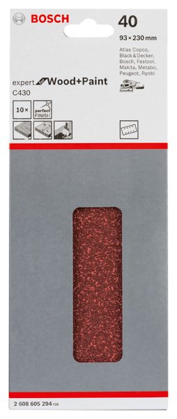 Bosch Schleifblatt C430, 93 x 230 mm, 120, 8 Löcher, gespannt, 10er-Pack Produktbild img2 L