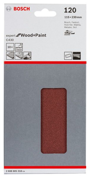 Schleifblatt C430, 115 x 230 mm, 120, 14 Löcher, 10er-Pack Produktbild img2 L