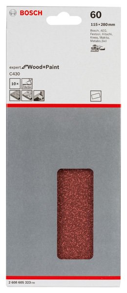 Bosch Schleifblatt C430, 115 x 280 mm, 60, ungelocht, gespannt, 10er-Pack Produktbild img2 L