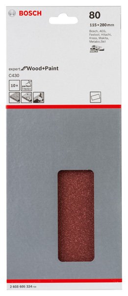 Bosch Schleifblatt C430, 115 x 280 mm, 80, ungelocht, gespannt, 10er-Pack Produktbild img2 L