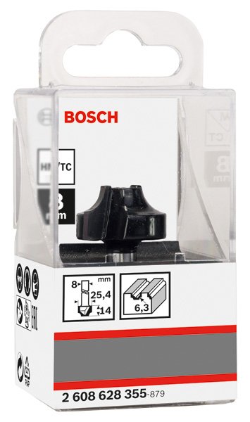 Bosch Kantenform-Ovolo-Fräser, 8 mm, R1 6,3 mm, D 25,4 mm, L 14 mm, G 46 mm Produktbild img2 L
