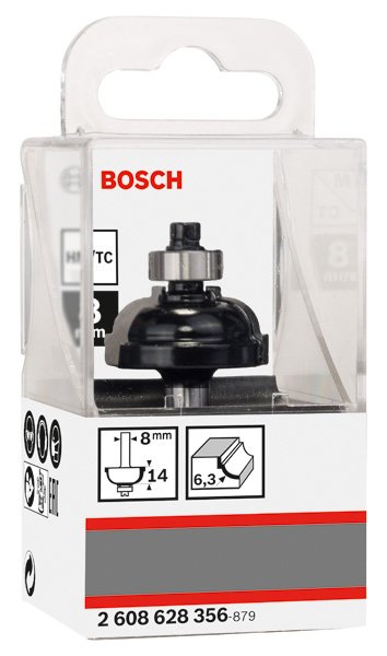 Bosch Kantenformfräser E, 8 mm, R1 6,3 mm, D 28,5 mm, L 13,2 mm, G 54 mm Produktbild img2 L