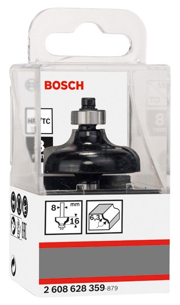Bosch Kantenformfräser F, 8 mm, R1 6,35 mm, D 38 mm, L 15,7 mm, G 57 mm Produktbild img2 L