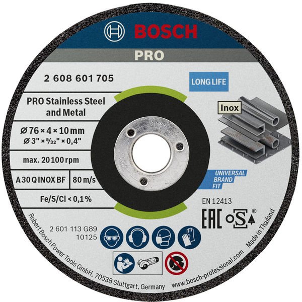 Bosch PRO&nbsp;Stainless Steel and Metal Schleifscheibe, 76 x 4 x 10&nbsp;mm Produktbild img1 L