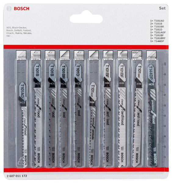 Bosch 10-tlg. Stichsägeblatt-Set Clean Cutting, T-Schaft Produktbild img1 L