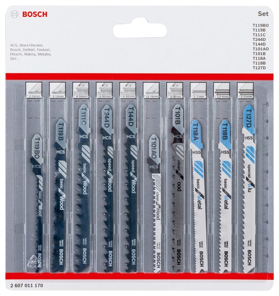 Bosch 10-tlg. Stichsägeblatt-Set für Wood and Metal, T-Schaft Produktbild img1 L