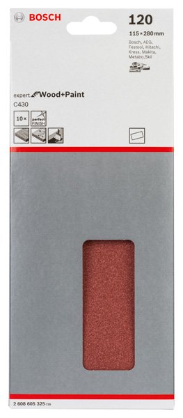 Bosch Schleifblatt C430, 115 x 280 mm, 120, ungelocht, gespannt, 10er-Pack Produktbild img2 L
