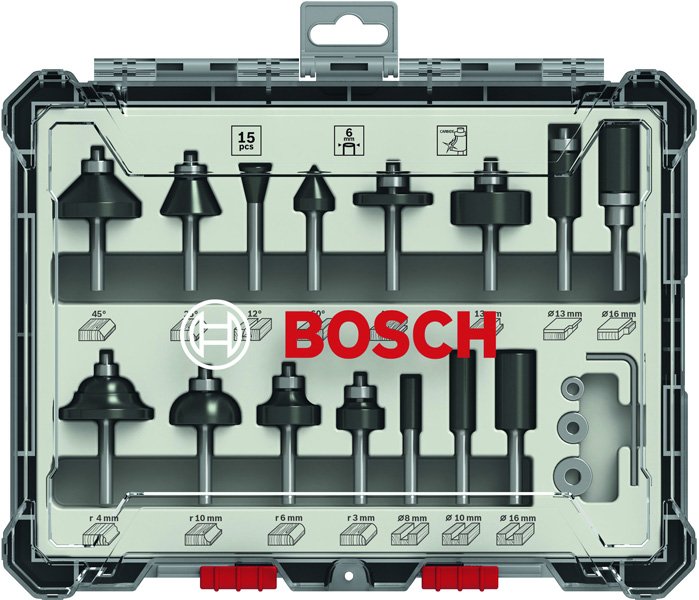 Bosch 15-teiliges Fräser-Set, 6-mm-Schaft Produktbild img2 L