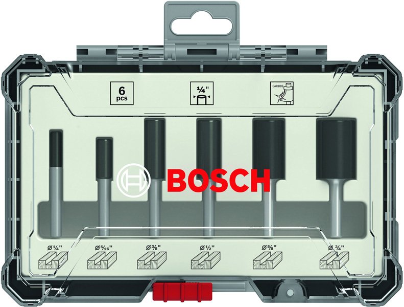 Bosch Fräser-Set, 6-teiliges Nutfräser-Set, 1/4-Zoll Schaft Produktbild img1 L