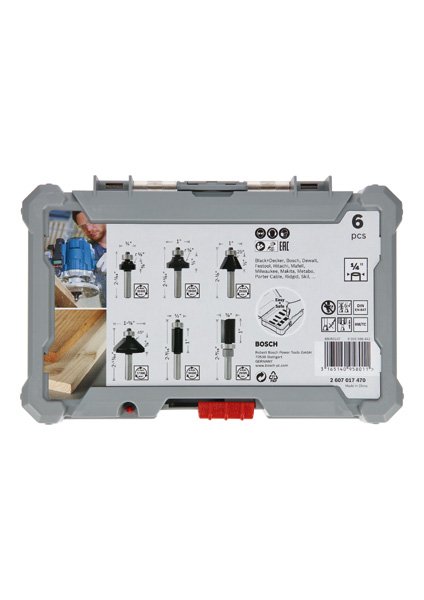Bosch 6-teiliges Rand- und Kantenfräser-Set, 1/4-Zoll Schaft Produktbild img2 L