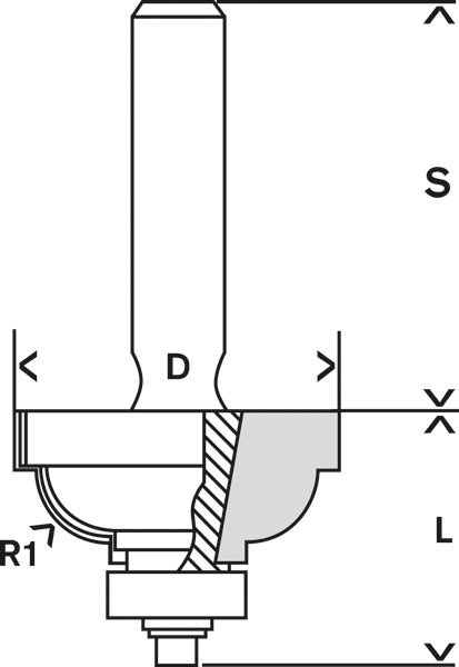 Bosch Kantenformfräser E, 8 mm, R1 6,3 mm, D 28,5 mm, L 13,2 mm, G 54 mm Produktbild img3 L