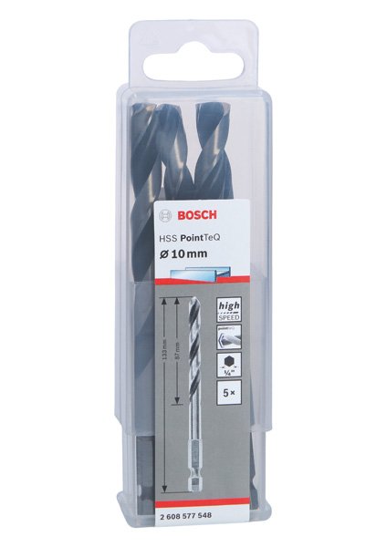 Bosch HSS PointTeQ Sechskantbohrer 10,0 mm, 5-tlg. Produktbild img2 L