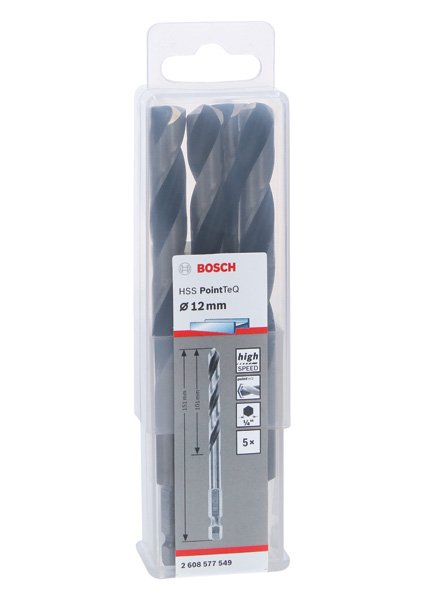Bosch HSS PointTeQ Sechskantbohrer 12,0 mm, 5-tlg. Produktbild img2 L