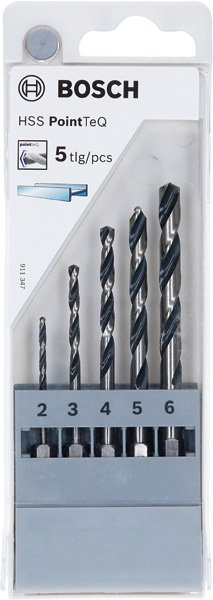 Bosch HSS PointTeQ Sechskantbohrer-Set, 5-tlg., 2–6&nbsp;mm Produktbild img1 L