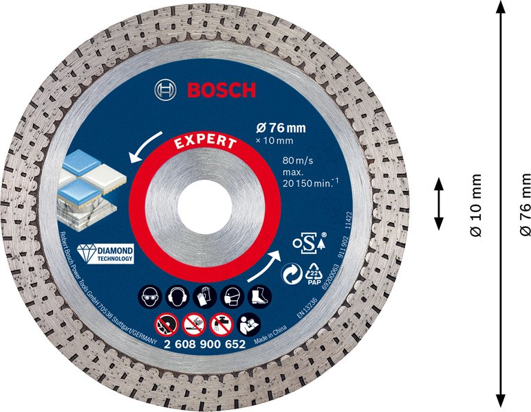 Bosch EXPERT Hard Ceramic Diamanttrennscheibe, 76x22,23 mm Produktbild img4 L