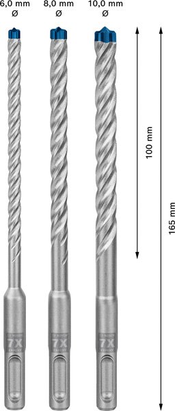 Bosch EXPERT SDS plus-7X Hammerbohrer-Set, 6/8/10x100x165 mm, 3-tlg. Produktbild img14 L