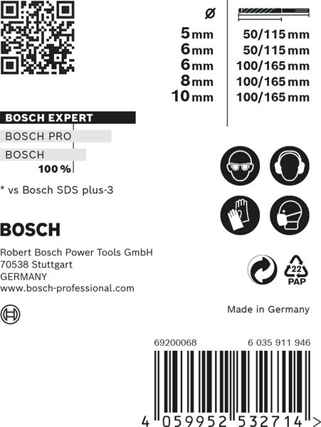 Bosch EXPERT SDS plus-7X Hammerbohrer-Set, D= 5 / 6 / 6 / 8 / 10 mm, 5-tlg. Produktbild img12 L