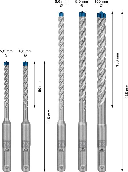 Bosch EXPERT SDS plus-7X Hammerbohrer-Set, D= 5 / 6 / 6 / 8 / 10 mm, 5-tlg. Produktbild img14 L