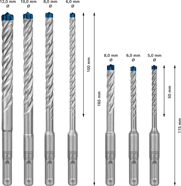 EXPERT SDS plus-7X Hammerbohrer-Set, D= 5/6/6/8/8/10/12 mm, 7-tlg. Produktbild img3 L