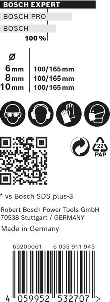 Bosch EXPERT SDS plus-7X Hammerbohrer-Set, 6/8/10x100x165 mm, 3-tlg. Produktbild img12 L