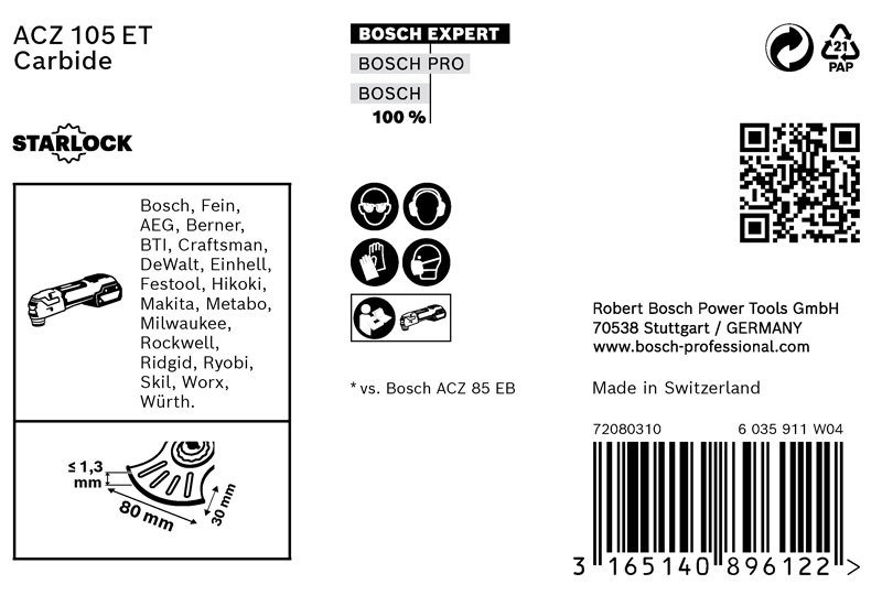 Bosch EXPERT ACZ 105 ET Multi Material Segmentsägeblatt, 5-tlg. Produktbild img12 L