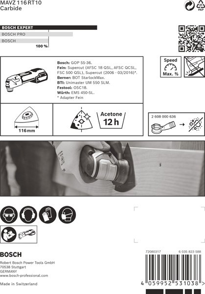 Bosch EXPERT MAVZ 116 RT10 Schleifplatte für Multifunktionswerkzeuge, 116 mm Produktbild img13 L