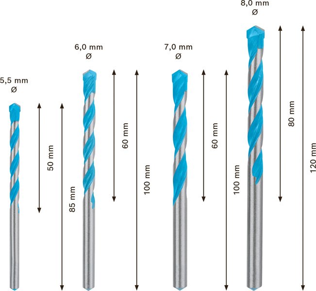 EXPERT MultiConstruction CYL-9 Bohrer-Set, 5,5/6/7/8&nbsp;mm, 4-tlg. Produktbild img4 L
