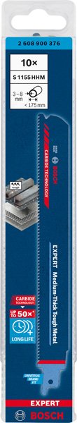 Bosch EXPERT S1155HHM Medium-Thick Tough Metal Säbelsägeblatt, 10-tlg. Produktbild img11 L