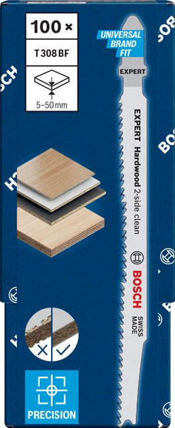 Bosch EXPERT Hardwood 2-side clean T308BF Stichsägeblatt, 100-tlg. Produktbild img12 L