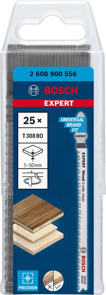 Bosch EXPERT Hardwood 2-side clean T308BO Stichsägeblatt, 25-tlg. Produktbild img1 L