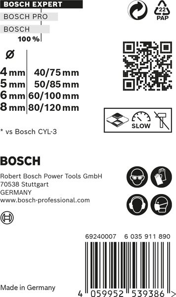 Bosch EXPERT CYL-9 Multi Construction Bohrer-Set, 4x75/5x85/6x100/8x120 mm, 4-tlg. Produktbild img13 L