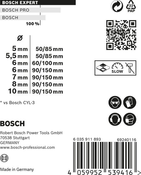 Bosch EXPERT CYL-9 Multi Construction Bohrer-Set, D= 5/5,5/6/6/7/8/10 mm, 7-tlg. Produktbild img13 L