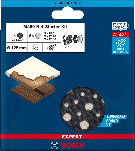 Bosch EXPERT M480 Schleifnetz Starter Set, Schleiftellerschoner, 125mm, K80-180, 7tlg. Produktbild img12 L