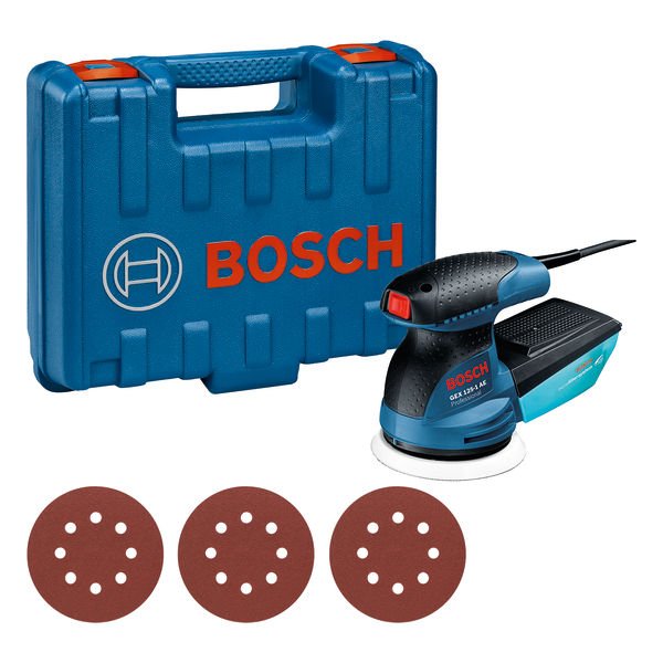 Bosch Exzenterschleifer GEX 125-1 AE, mit 3 x Schleifblatt C470, in Handwerkerkoffer Produktbild img1 L